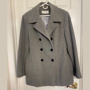 Calvin Klein - Size 16 - Women's Gray Wool Double Breasted Coat or Pea Coat